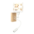 Brilagi - Παιδικό ευέλικτο επιτοίχιο φωτιστικό LED BOBO WOOD 1xE27/25W/230V + LED/3W δρυς/λευκό/αρκουδάκια