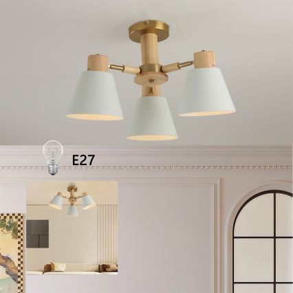 Brilagi - Πλαφονιέρα LUND WOOD 3xE27/40W/230V Ø 50 εκ., από ξύλο καουτσούκ