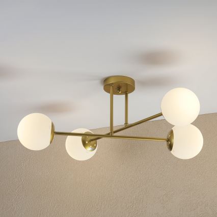 Brilagi - Πλαφονιέρα MALIVA 4xE14/15W/230V χρυσή/λευκή