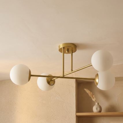 Brilagi - Πλαφονιέρα MALIVA 4xE14/15W/230V χρυσή/λευκή