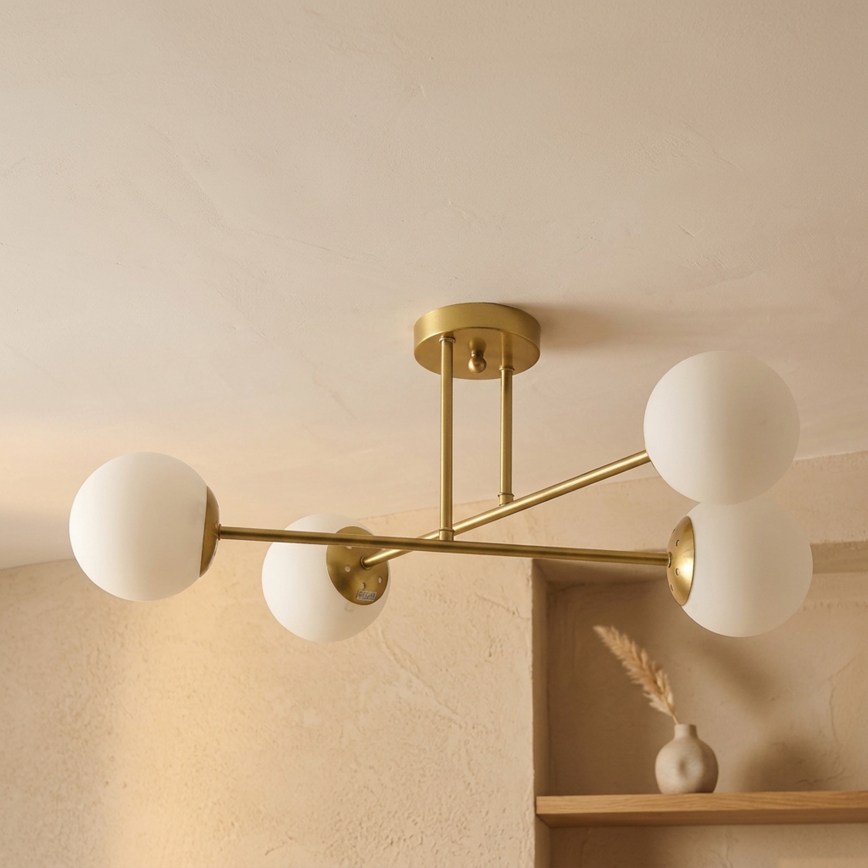 Brilagi - Πλαφονιέρα MALIVA 4xE14/15W/230V χρυσή/λευκή
