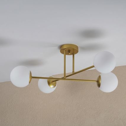 Brilagi - Πλαφονιέρα MALIVA 4xE14/15W/230V χρυσή/λευκή