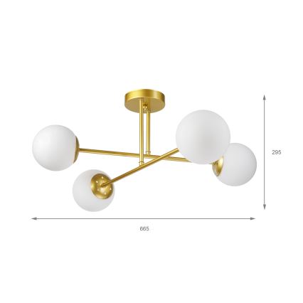 Brilagi - Πλαφονιέρα MALIVA 4xE14/15W/230V χρυσή/λευκή