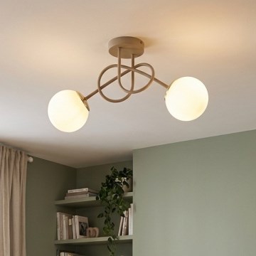 Brilagi - Πλαφονιέρα MILO ECRU 2xE27/60W/230V μπεζ/χρυσό