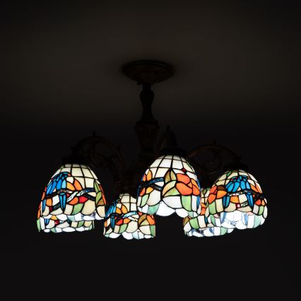 Brilagi - πλαφονιέρα Tiffany με βιτρώ JUNGLE 6xE27/60W/230V Ø 60 cm