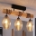 Brilagi - Πλαφονιέρα WOOD GLASS 3xE27/60W/230V πεύκο/μαύρο/καπνιστό μπεζ
