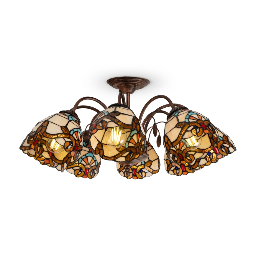 Brilagi - Πλαφονιέρα βιτρό Tiffany MIRABELLA 8xE27/60W/230V διάμ. 68 cm