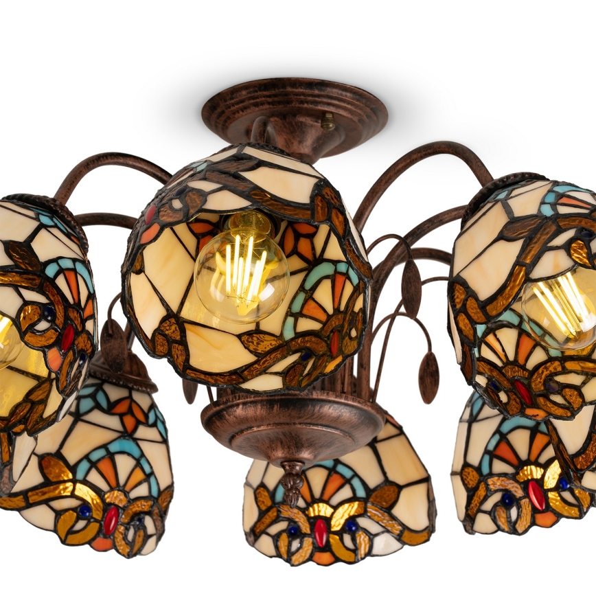 Brilagi - Πλαφονιέρα βιτρό Tiffany MIRABELLA 8xE27/60W/230V διάμ. 68 cm