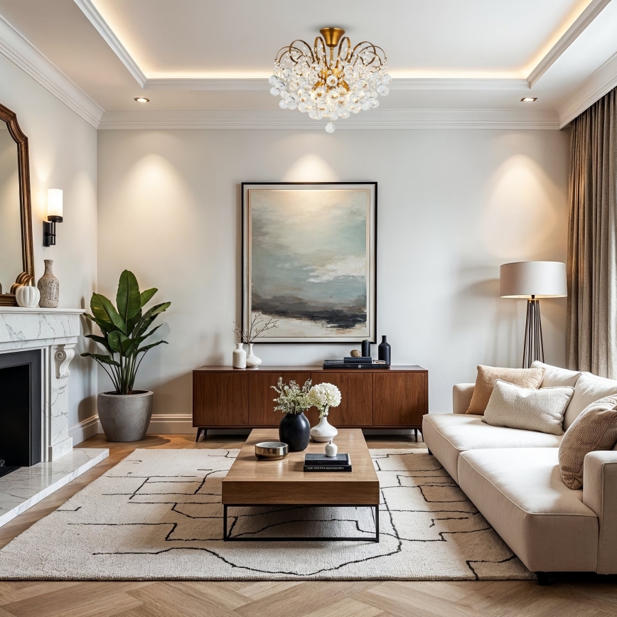 Brilagi - Πλαφονιέρα οροφής CRYSTAL 6xE14/60W/230V μπρονζέ