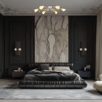 Brilagi - Πλαφονιέρα οροφής FLORA 6xE14/60W/230V χρυσό/κρεμ/πατίνα