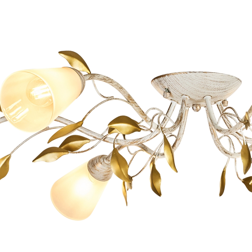 Brilagi - Πλαφονιέρα οροφής FLORA 6xE14/60W/230V χρυσό/κρεμ/πατίνα