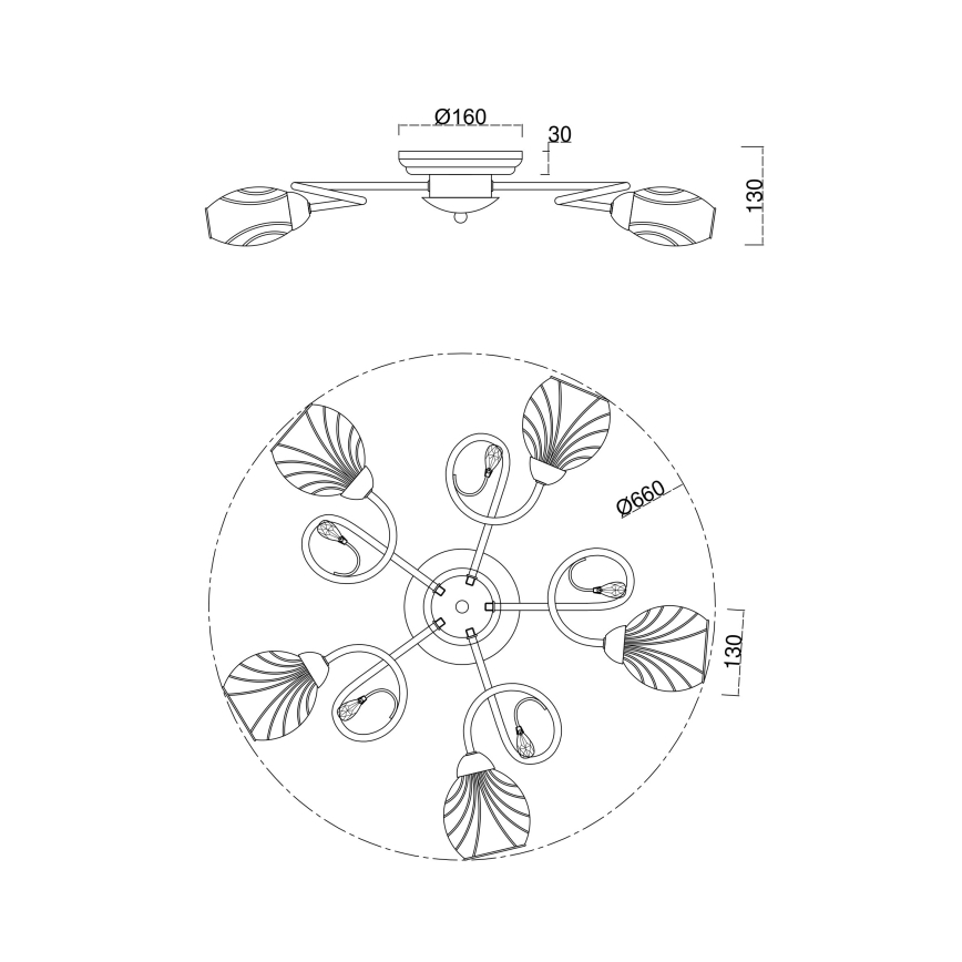 Brilagi - Πλαφονιέρα οροφής MEGAPOLIS 5xE14/60W/230V χρυσό