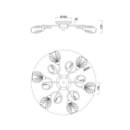 Brilagi - Πλαφονιέρα οροφής MEGAPOLIS 6xE14/60W/230V χρυσό