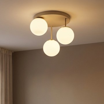 Brilagi - Πλαφονιέρα οροφής MILO ECRU 3xE27/60W/230V μπεζ/χρυσό