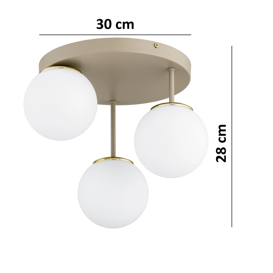 Brilagi - Πλαφονιέρα οροφής MILO ECRU 3xE27/60W/230V μπεζ/χρυσό