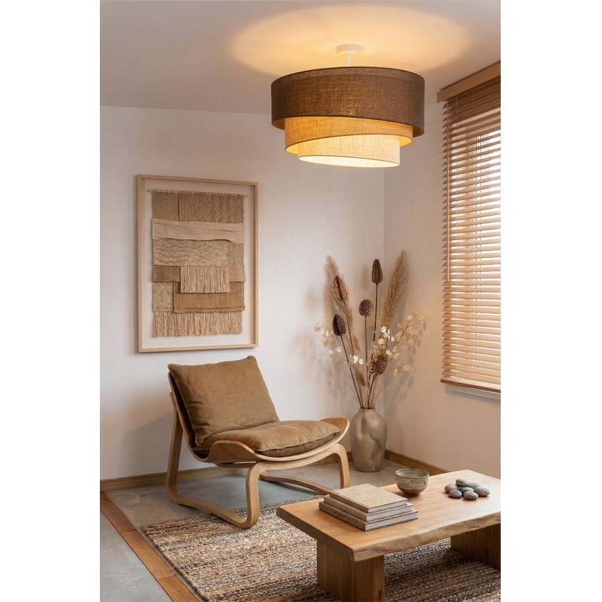 Brilagi - Πλαφονιέρα οροφής TRIO 3xE27/60W/230V Ø 60 cm καφέ/μπεζ/λευκό