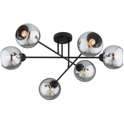 Brilagi - Προσαρτημένος πολυέλαιος οροφής DIOR 6xE27/60W/230V μαύρο/καπνιστό γκρι