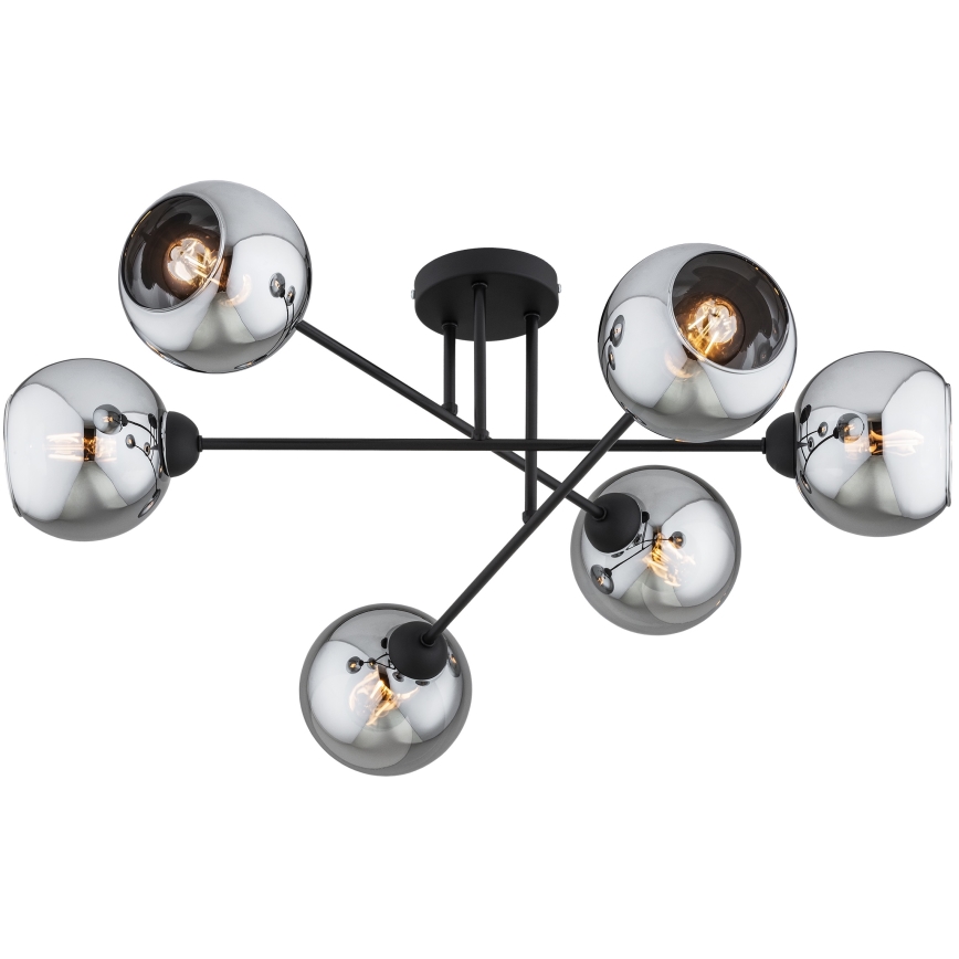 Brilagi - Προσαρτημένος πολυέλαιος οροφής DIOR 6xE27/60W/230V μαύρο/καπνιστό γκρι