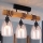 Brilagi - Προσκολλητό φωτιστικό οροφής WOOD GLASS 3xE27/60W/230V πεύκο/μαύρο/καπνιστό μπεζ