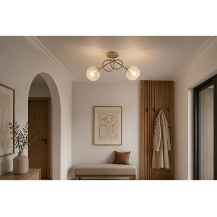 Brilagi - Προσκολλητός πολυέλαιος οροφής STELLA 2xE27/60W/230V μπεζ/χρυσό