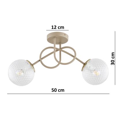Brilagi - Προσκολλητός πολυέλαιος οροφής STELLA 2xE27/60W/230V μπεζ/χρυσό