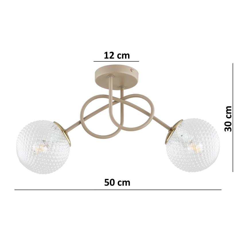 Brilagi - Προσκολλητός πολυέλαιος οροφής STELLA 2xE27/60W/230V μπεζ/χρυσό