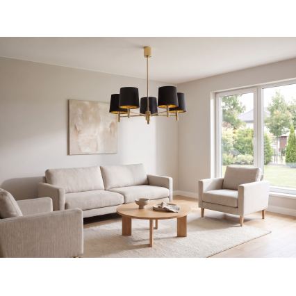 BRILAGI - Πολύφωτο σε ράβδο MONTE 5xE27/60W/230V μαύρο/χρυσό