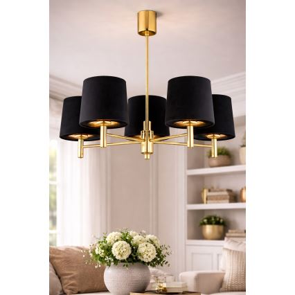 Brilagi - Πολύφωτο σε ράβδο MONTE 5xE27/60W/230V μαύρο/χρυσό
