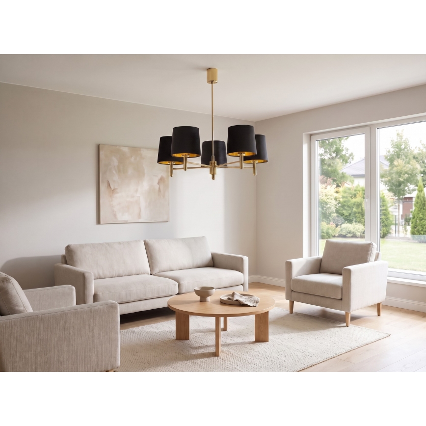 Brilagi - Πολύφωτο σε ράβδο MONTE 5xE27/60W/230V μαύρο/χρυσό