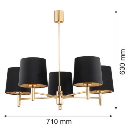 Brilagi - Πολύφωτο σε ράβδο MONTE 5xE27/60W/230V μαύρο/χρυσό