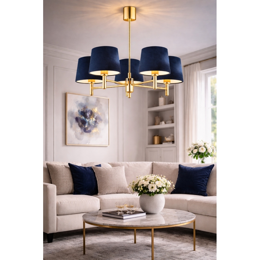 Brilagi - Πολύφωτο σε ράβδο MONTE 5xE27/60W/230V μπλε/χρυσό