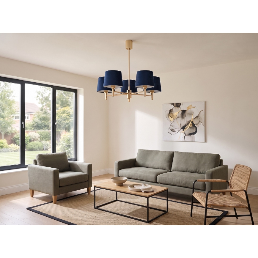 Brilagi - Πολύφωτο σε ράβδο MONTE 5xE27/60W/230V μπλε/χρυσό