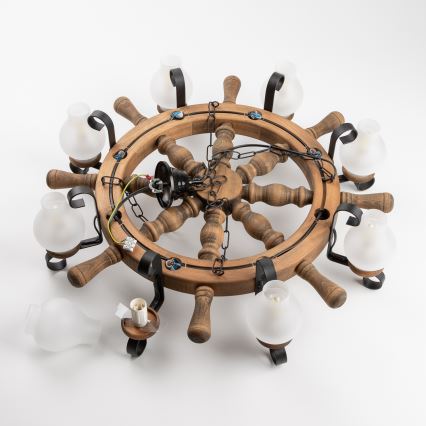 Brilagi - Πολύφωτο με αλυσίδα TIMONA 8xE14/40W/230V, διάμ. 70 cm, οξιά