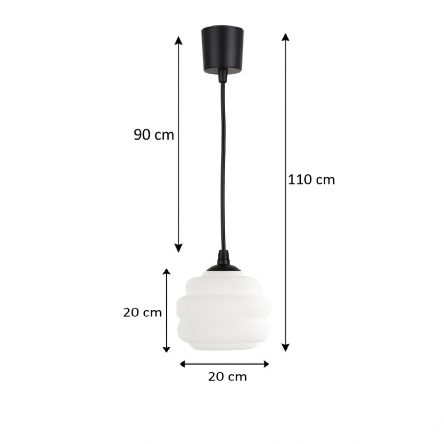 Brilagi - Πολυέλαιος LED με καλώδιο RETRO GLASS 1xE27/60W/230V Ø 20 εκ. μαύρο/λευκό