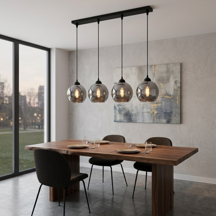 Brilagi - Πολυέλαιος σε καλώδιο DIOR 4xE27/60W/230V μαύρο/καπνιστό γκρι
