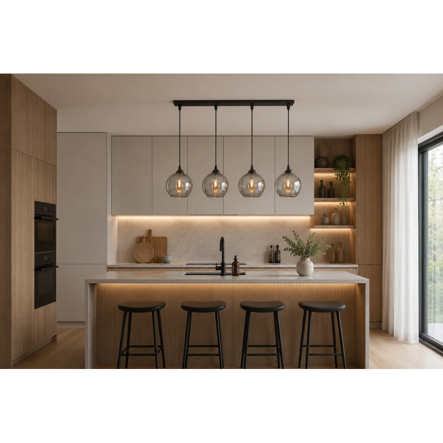 Brilagi - Πολυέλαιος σε καλώδιο DIOR 4xE27/60W/230V μαύρο/καπνιστό γκρι