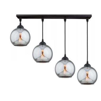 Brilagi - Πολυέλαιος σε καλώδιο DIOR 4xE27/60W/230V μαύρο/καπνιστό γκρι