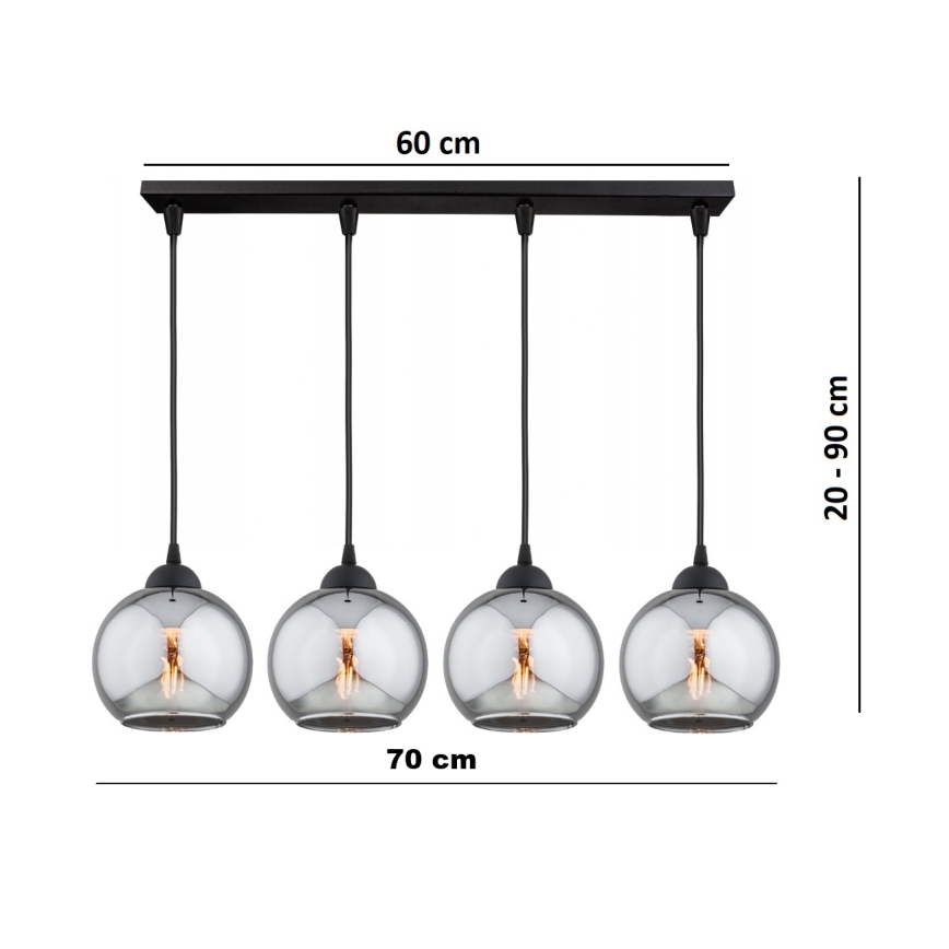 Brilagi - Πολυέλαιος σε καλώδιο DIOR 4xE27/60W/230V μαύρο/καπνιστό γκρι