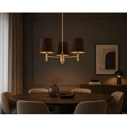 Brilagi - Πολυέλαιος σε ράβδο MONTE 3xE27/60W/230V καφέ/χρυσό