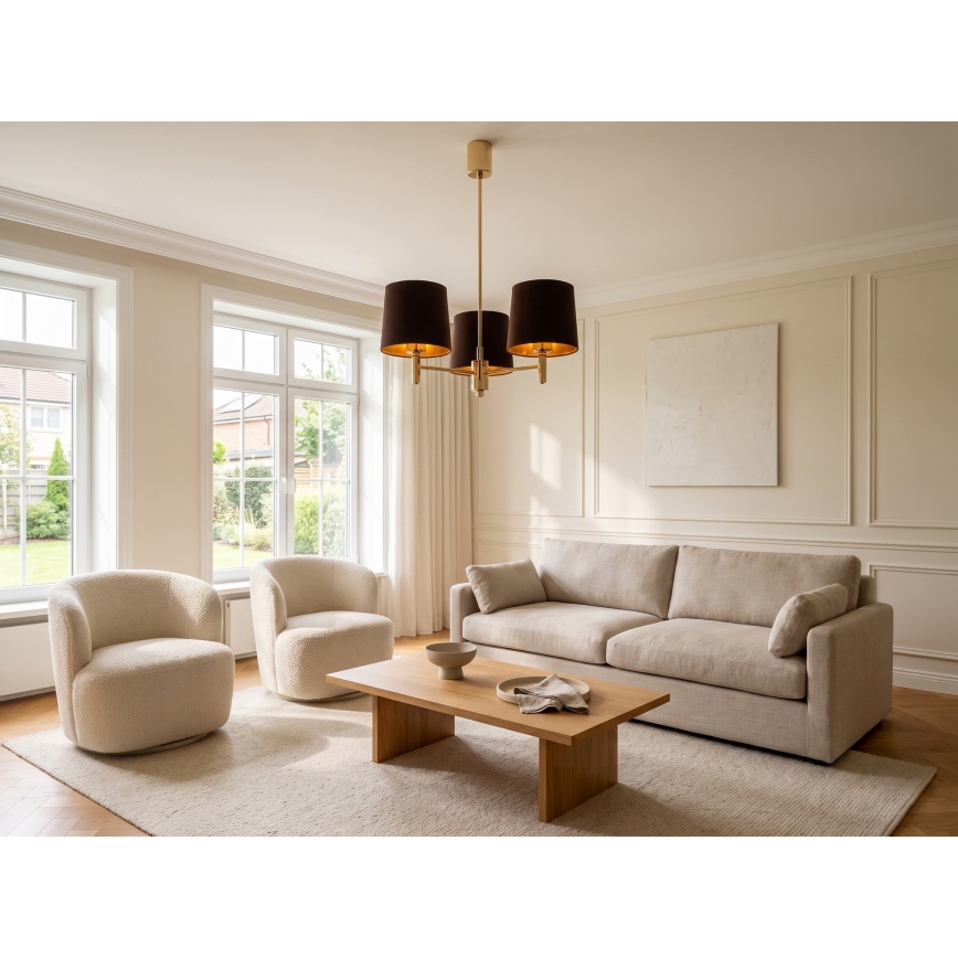 Brilagi - Πολυέλαιος σε ράβδο MONTE 3xE27/60W/230V καφέ/χρυσό