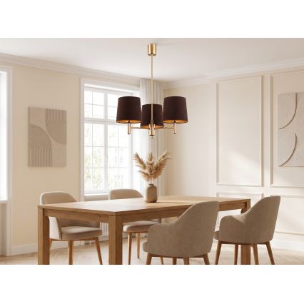 Brilagi - Πολυέλαιος σε ράβδο MONTE 3xE27/60W/230V καφέ/χρυσό