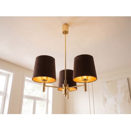 Brilagi - Πολυέλαιος σε ράβδο MONTE 3xE27/60W/230V καφέ/χρυσό