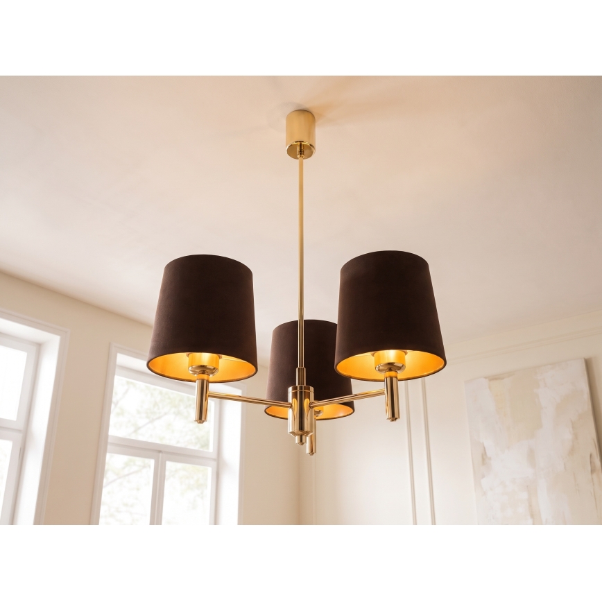 Brilagi - Πολυέλαιος σε ράβδο MONTE 3xE27/60W/230V καφέ/χρυσό