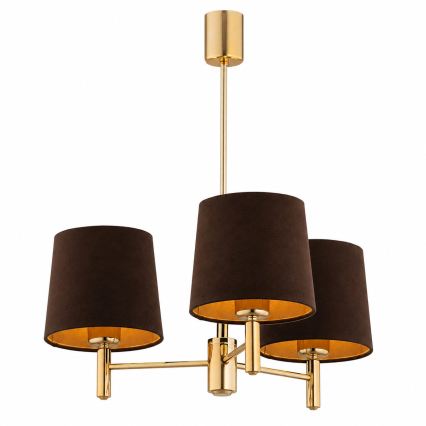 Brilagi - Πολυέλαιος σε ράβδο MONTE 3xE27/60W/230V καφέ/χρυσό