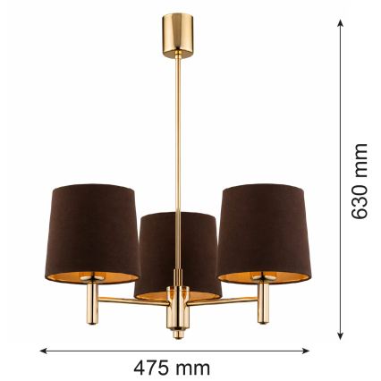 Brilagi - Πολυέλαιος σε ράβδο MONTE 3xE27/60W/230V καφέ/χρυσό