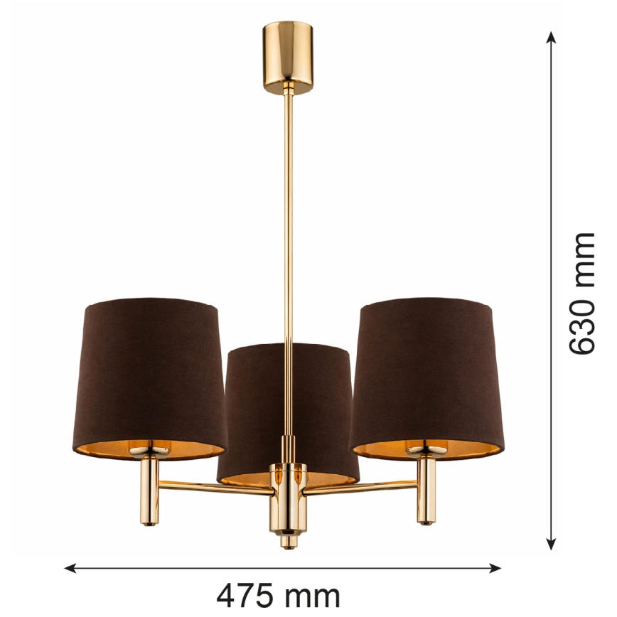Brilagi - Πολυέλαιος σε ράβδο MONTE 3xE27/60W/230V καφέ/χρυσό