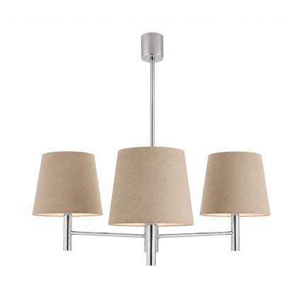 Brilagi - Πολυέλαιος σε ράβδο MONTE 3xE27/60W/230V μπεζ/γυαλιστερό χρώμιο