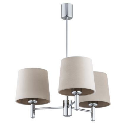 BRILAGI - Πολυέλαιος σε ράβδο MONTE 3xE27/60W/230V μπεζ/γυαλιστερό χρώμιο