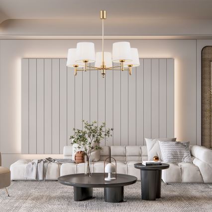 Brilagi - Πολυέλαιος σε ράβδο MONTE 5xE27/15W/230V κρεμ/χρυσό