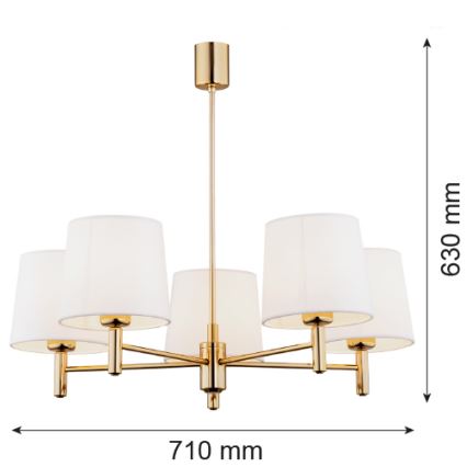 Brilagi - Πολυέλαιος σε ράβδο MONTE 5xE27/15W/230V κρεμ/χρυσό